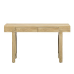 ZUN TREXM Narrow Console Table with Rattan Accent, Natural Wood Finish Entryway Table with Storage N715P223098M