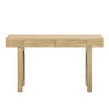 ZUN TREXM Narrow Console Table with Rattan Accent, Natural Wood Finish Entryway Table with Storage N715P223098M