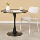 ZUN 31.5" Round Dining Table, Mid-Century Black Tulip Table, Metal Base Pedestal Table for 2-4 W2533P170059