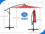 10FT Offset Hanging Patio Umbrella Outdoor with Push Button Tilt & Self-Locking, Polyester Shade, 8 95615093