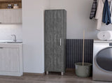 Smokey Oak 3 Broom Hangers Tall Storage Cabinet B062P175168