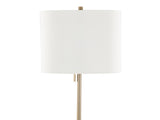 64" Contemporary Metal Floor Lamp in Gold Metal with White Linen Shade B202P224209