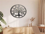Black Tree of Life Decorative Wall Clock, 27 Non-Ticking Quartz Movement Easy to Read 86491355
