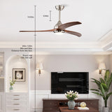 (Same SKU W1592P176970) 52" Solid Wood Blades Ceiling Fan With Light with Remote Control, Noiseless W1592P268340