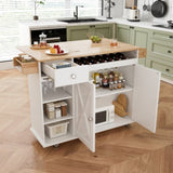 ZUN 44 Inch Kitchen Island Cart with Solid Wood Top, Wine Storage, Spice Rack, Towel Rack, Wine Glass W1801P175943