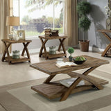 ZUN Transitional 3pc Table set Occasional Tables Living Room 1x Coffee Table And 2x End Tables Plank B011P200232