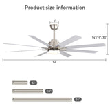 52-Inch Smart Ceiling Fan With Lights,6 Wind Speed,With 8 Black ABS Blades,Voice Remote,Fan For W934P340011
