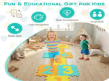 Yellow Kids Hopscotch Foam Mat with 9 Interlocking Tiles & 3 Marker Discs, Non-Slip Play Mat for 77638950