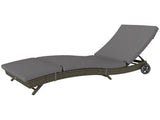 Outdoor PE Rattan Sun Lounger Lounge Chair, Adjustable Backrest Patio Recliner with Wheels for Pool 58336265