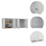 ZUN Portofino 150 Wall Cabinet, Double Door, Two External Shelves, Two Interior Shelves -White B20091979