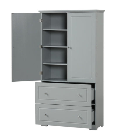 ZUN Wide Bathroom Storage Cabinet, Freestanding Storage Cabinet with Two Drawers and Adjustable Shelf, 93848651