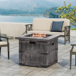 ZUN Outdoor Patio 24.5" H x 30" W Square Gas Burning Concrete Fire Pit - 40, 000 BTU, Fire Pit Table 69895128