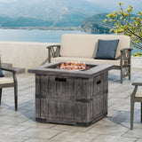 ZUN Outdoor Patio 24.5" H x 30" W Square Gas Burning Concrete Fire Pit - 40, 000 BTU, Fire Pit Table 69895128