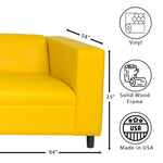 ZUN Yellow Faux Leather Sofa, Modern 3-Seater Sofas Couches for Living Room, Bedroom, Office, and B124142424