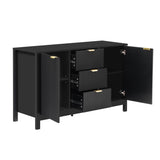 U_STYLE Entryway Cabinet with Wave Design - 3 Adjustable Shelves, 3 Drawers & Soft-Close Doors, N711P269066B