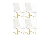 Set of 4 Leatherette Upholstered Dining Chairs, White and Gold B016P224737