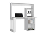 Writing Computer Desk with Storage Shelves and Hutch, White B097132999