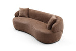 ZUN Brown Mid Century Modern Curved Sofa, 3 Seat Cloud couch Boucle sofa Fabric Couch for Living Room, W876P191454