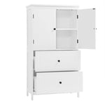 ZUN Bathroom Storage Cabinet, Cabinet with Two Doors and Drawers, Adjustable Shelf, MDF Board, White 98836434