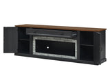 Elegant Walnut TV Stand with Gray Brick Accents for TVs Up to 70", Contemporary Sideboard with N721P394506B