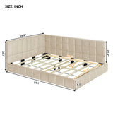 Full Size Upholstered Daybed/Sofa Bed Frame-Beige, Velvet 46166540