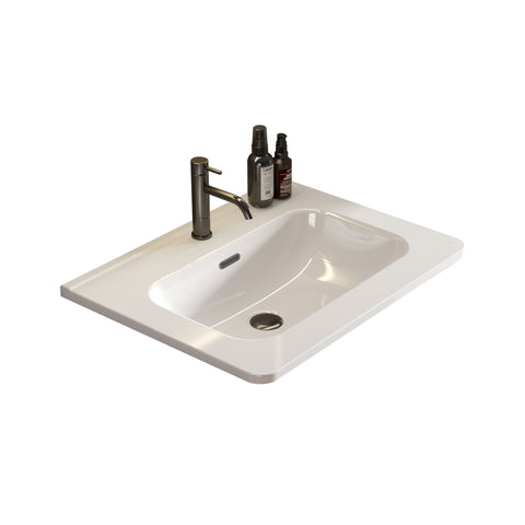 ZUN BB0424Y301, Integrated glossy white ceramic basin, drain and faucet not included W1865128405