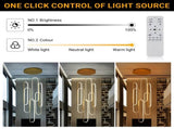 High Ceiling Chandelier Modern LED Ring Pendant Light 3 Color Dimmable Gold Chandeliers Contemporary 87694534