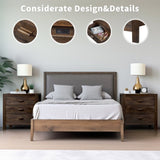 Wood Nightstand End Side Table with 3 Drawer for Living Room, Bedroom 02743456