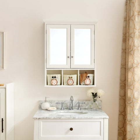ZUN Bathroom Storage Cabinet, Medicine Cabinets for Bathroom with Mirror, 2 Doors 2 Adjustable Shelf + 3 W1801109067