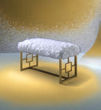 Bagley II White Faux Fur & Gold Finish Bench B2726P278575