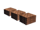 27 PCS Interlocking Deck Tiles Diagonal Pattern, 12" x 12" Acacia Wood Tiles For Patio, Waterproof, W2391P429280