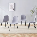 Luxury Simple Chair - Set of 4 Light Gray Linen-Cotton Material High Resilience Dining Chair with W1151P262614