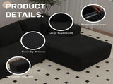 Black Modular Corduroy Sectional Sofa with Chaise Lounge, All-Foam Deep Seat Couch, Soft Wide-Wale 58476253
