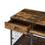 ZUN Furniture Dog Cage Crate with Double Doors. Antique Brown,38.78'' W x 27.36'' D x 32.17'' H. 52622080