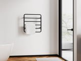 Black 18.7" Heated Rack for Bathroom,Wall Mounted with Intelligent Touch Screen Timer, 6-Bar 61881473