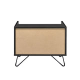 Oak and Black Nightstand with 1 Drawer B062P181411
