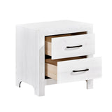 Modern White Finish 1pc Nightstand of 2x Drawers Black Hardware Wooden Bedroom Furniture B011P146407
