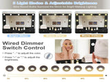 Makeup Vanity Desk with 9 Hollywood Bulbs,with a large mirror, featuring 4 drawers and 1 open W509P556493