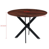 42.1"BLACK AND WOOD COLOR Table Mid-century Dining Table for 4-6 people With Round Mdf Table Top, W234P185625