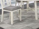 Dining Room Furniture Set of 2 Chairs Gray Fabric Cushion Seat White Clean Lines Side Chairs B01163917