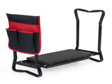 Black 2-in-1 Garden Folding Stool Kneeler, 300LBS Capacity & Built-in Tool Pouch, Comfortable EVA 65032449