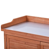Outdoor 39" Potting Bench Table, Rustic Garden Wood Workstation Storage Cabinet Garden Shed with 79309434