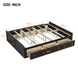 Wood Queen Size Platform Bed Frame with 6 Drawers, Espresso N709P241723P