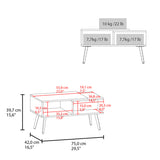 Hack Berry Coffee Table with Open Storage and Conical Legs , White Natural Oak B128P263707