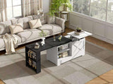 U-Can Farmhouse Lift Top Coffee Table With Barn Doors, Wood Rectangle Center Table With Large Hidden N724P351732K