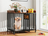 2-in-1 Dog Crate Furniture with Thickened Metal Tubes, Lockable Wheels Pet Kennel for Small Dogs 42924920