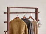 Solid Wood Freestanding Coat Rack with Rolling Wheels & Storage Basket, 27.56"15.75"70.87", Walnut W5368P553521