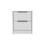 ZUN Kaia Nightstand , End Table, Side Table Two Drawers, Metal Handle -White B20091876