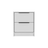 Kaia Nightstand , End Table, Side Table Two Drawers, Metal Handle -White B07091876