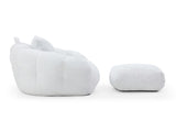 Giant Bean Bag Chair withFootstool, Oversized Bean Bag for Adults and Kids, Faux Fur Shell-Shaped W2677P306793